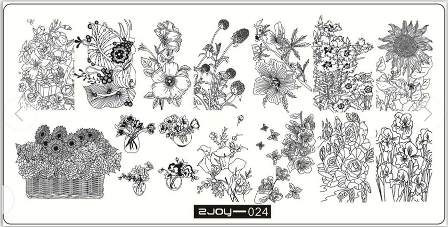 Новое поступление 30 дизайнов для дизайна ногтей штамповочная пластина высокого качества шаблон для маникюра - Цвет: zjoy24