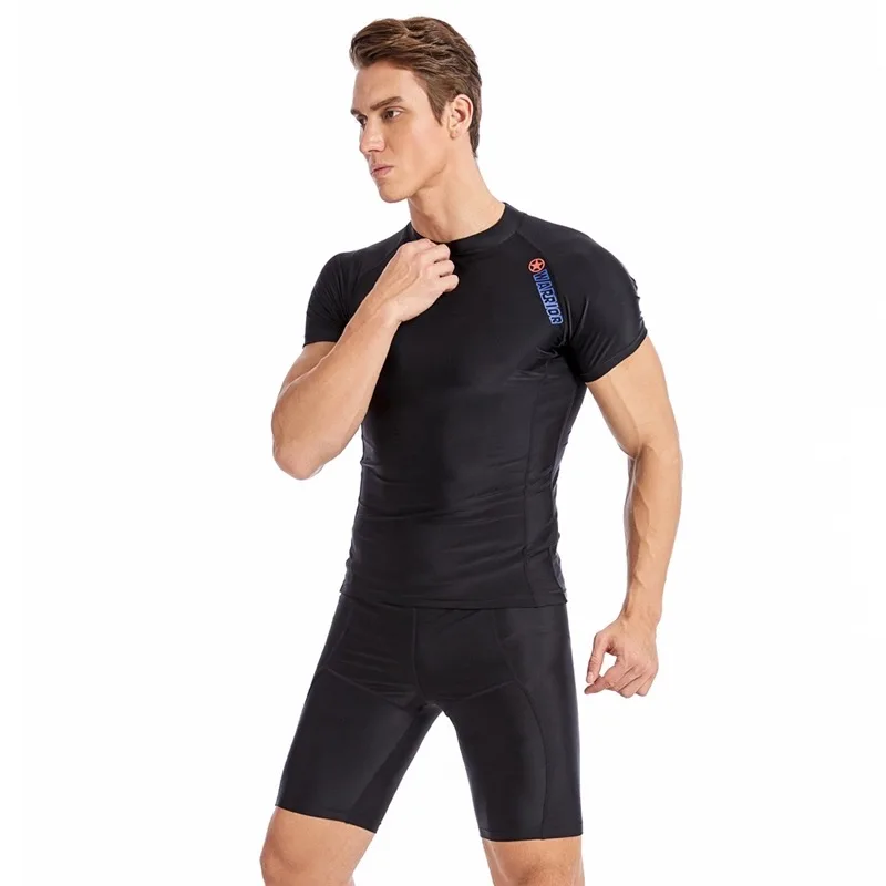 

High rashguard Elastic Short wetsuit Sleeve Men Outdoor Water Sports Swim Diving Suit Snorkeling Rash Guard Spear fishing Surf