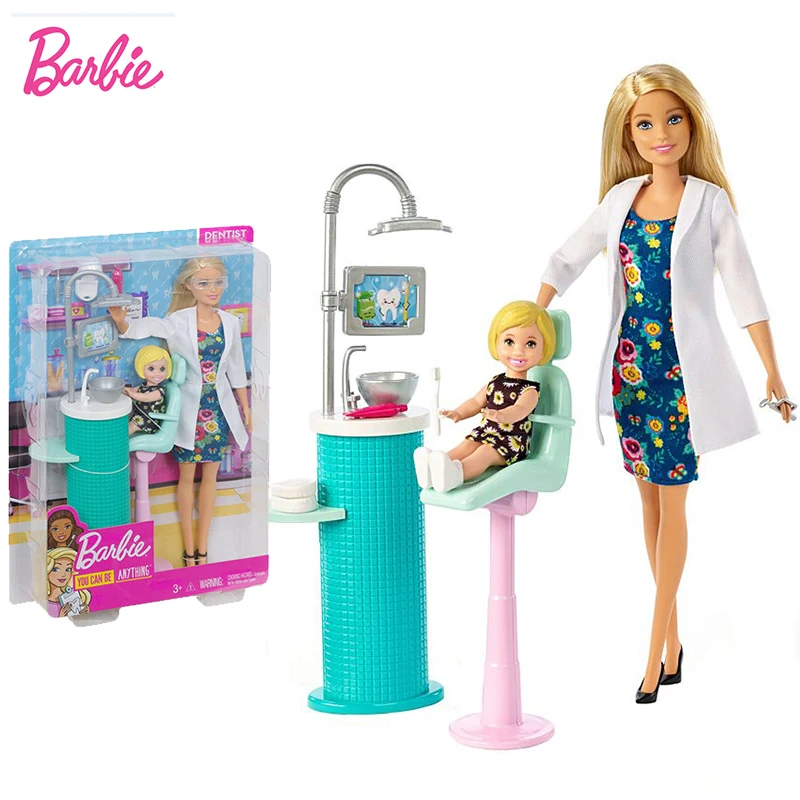

Original Barbie Dolls Brand doctor dentist experience simulated scene Girls toy gift box FXP16 Fashion Doll Birthday bonecas