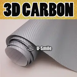 Премиум 3D Серебряный лист из углеродного волокна серебро 3D карбоновое волокно виниловое обертывание воздуха Выпуск автомобиля