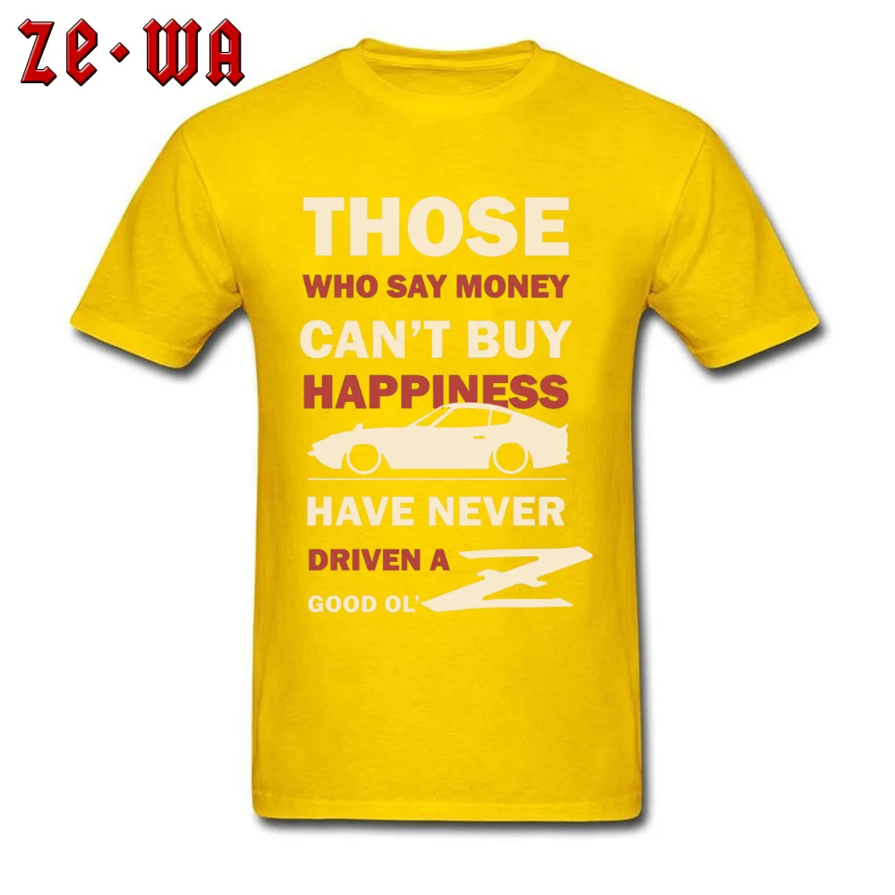 Fashionable Pure Cotton Tees for Men Custom T Shirt Group Retro O-Neck T Shirt Short Sleeve Drop Shipping Happiness in a Datsun Z 4746 yellow