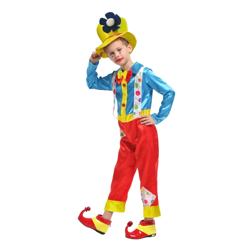 Детский костюм озорного цирка клоуна для мальчиков, необычные новогодние вечерние костюмы на Хэллоуин