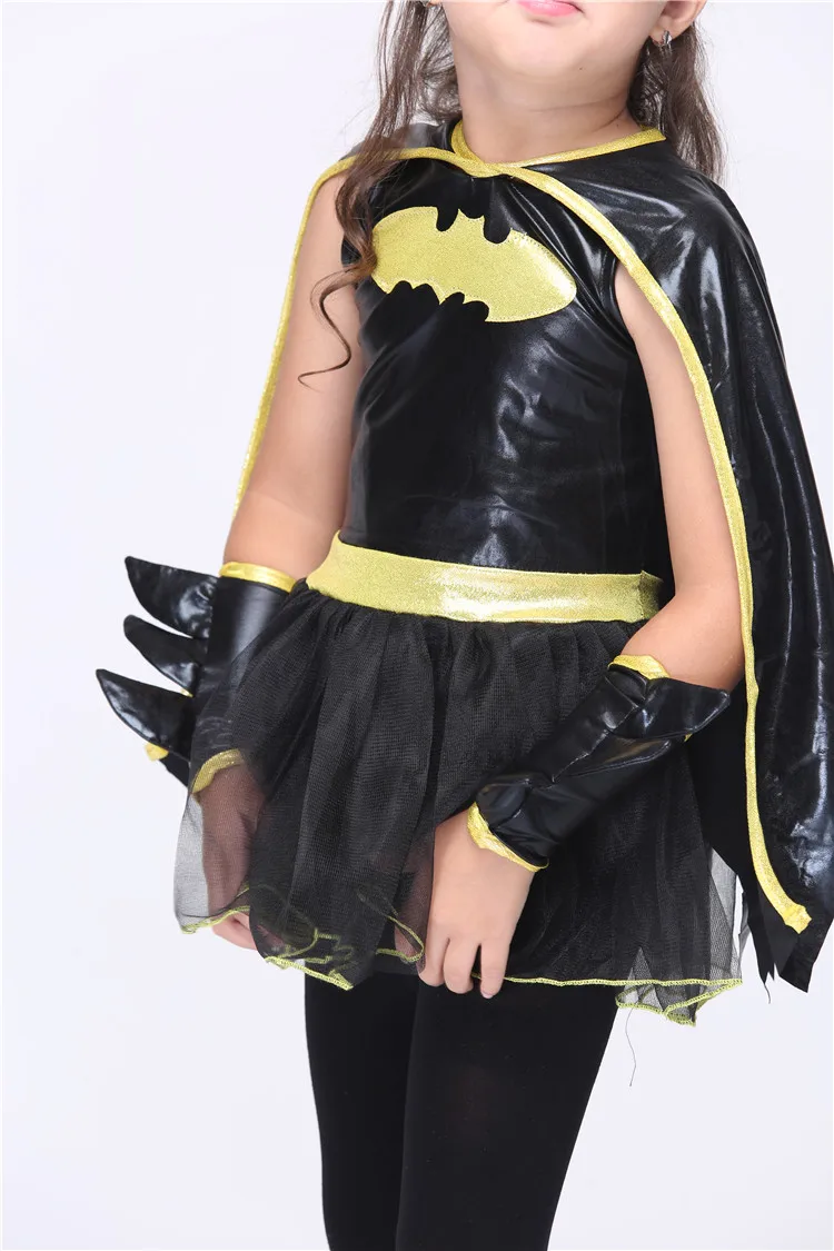 Прямая ; одежда для косплея Бэтмена для девочек; детское фантазийное нарядное платье; Детский карнавальный костюм на Хэллоуин