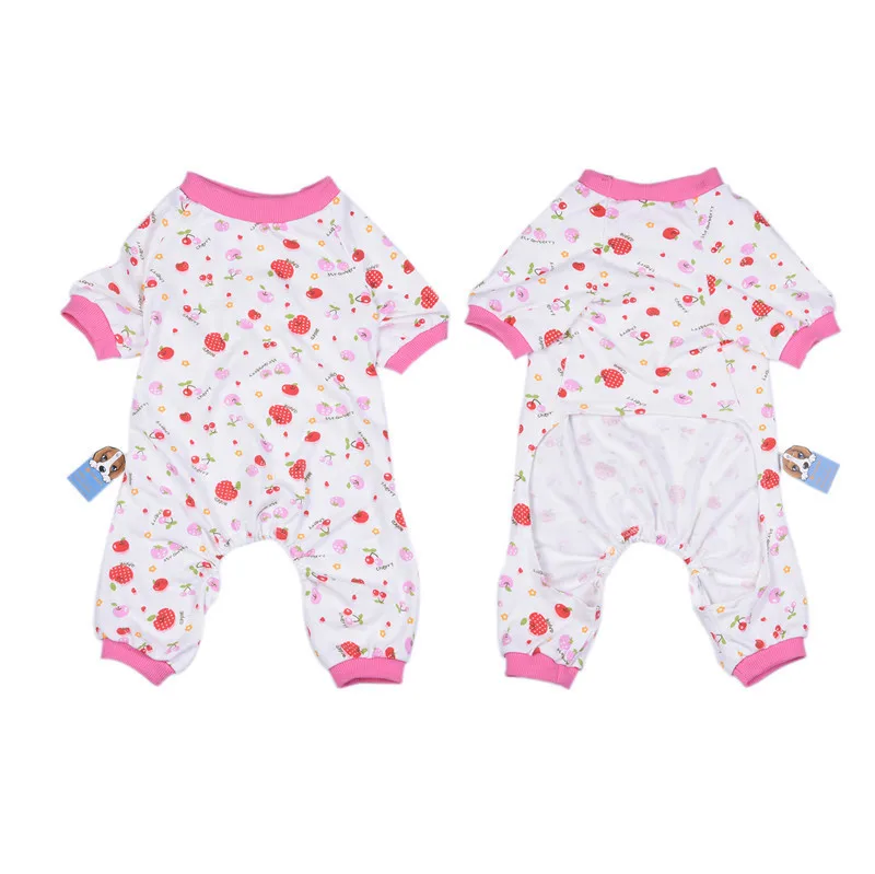 

Cotton Jumpsuits Pink cherry pattern clothes for Pet Dog Cute Cherry Design Pet Dog Soft Cloth Puppy Dog Clothing Clothes