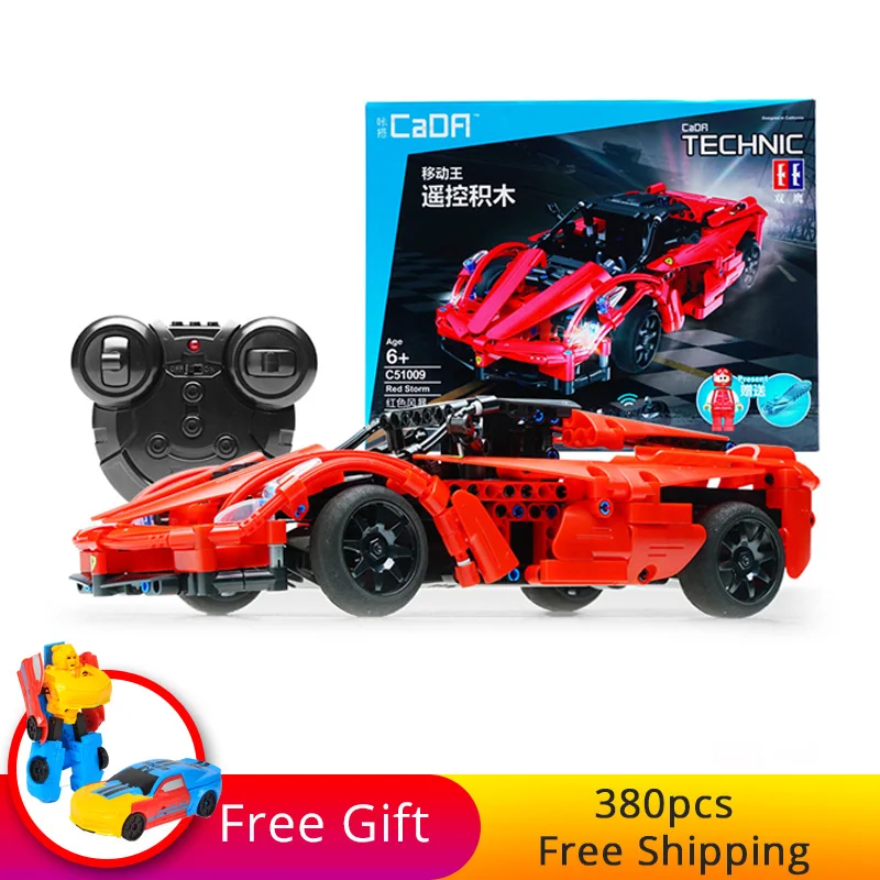 

380pcs Building Blocks Bricks Technic Series Racing RC Car Red Storm Model Remote Control Sports Cars Toy For Boy Christmas Gift