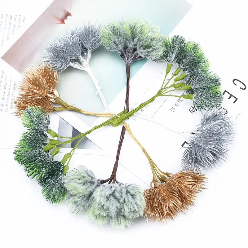 6pcs artificial plants decorative flowers wreaths vases for home decor needlework christmas diy gifts box fake plastic flowers