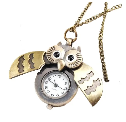 Сова карманные часы открыть дело Для женщин ожерелье часы Винтаж ювелирные изделия Стиль Цвета