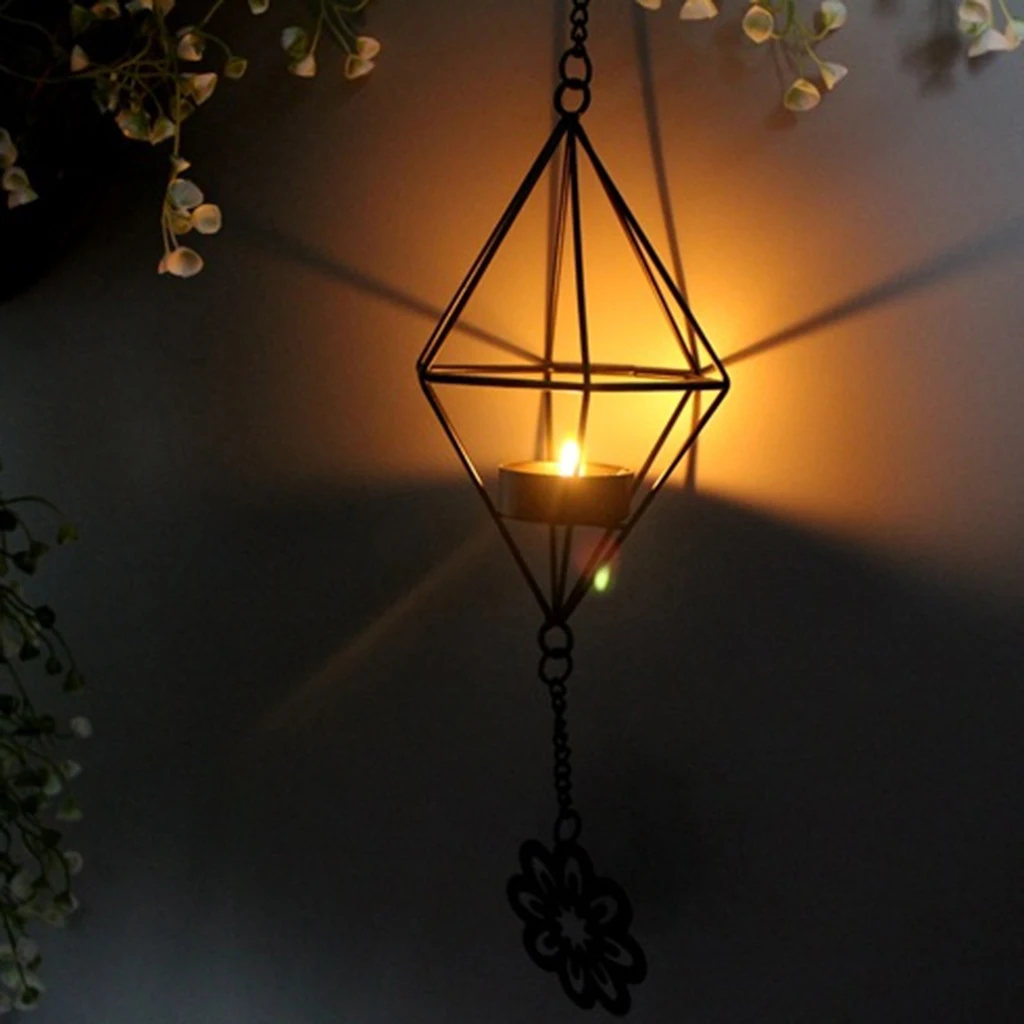 Decorative Hanging Candle Holder Lantern Metal Hollow Candle Sconces Indoor Outdoor