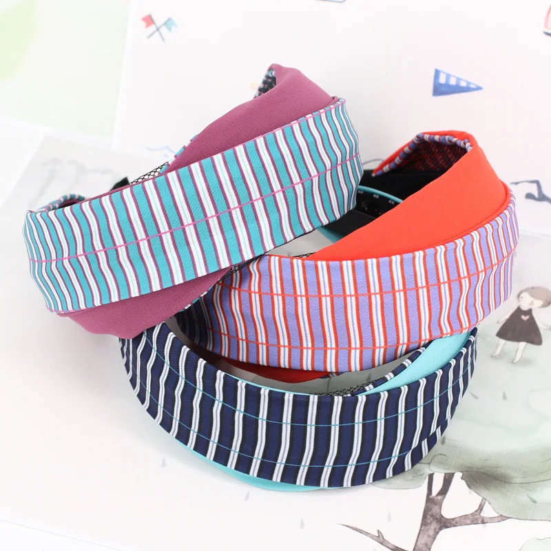 3pcs lot Two Layer Crossed Striped Stretchy Hair Bands For Girls No