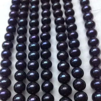 

Positive round black freshwater pearl 8-9mm semi-finished beads wholesale long14"