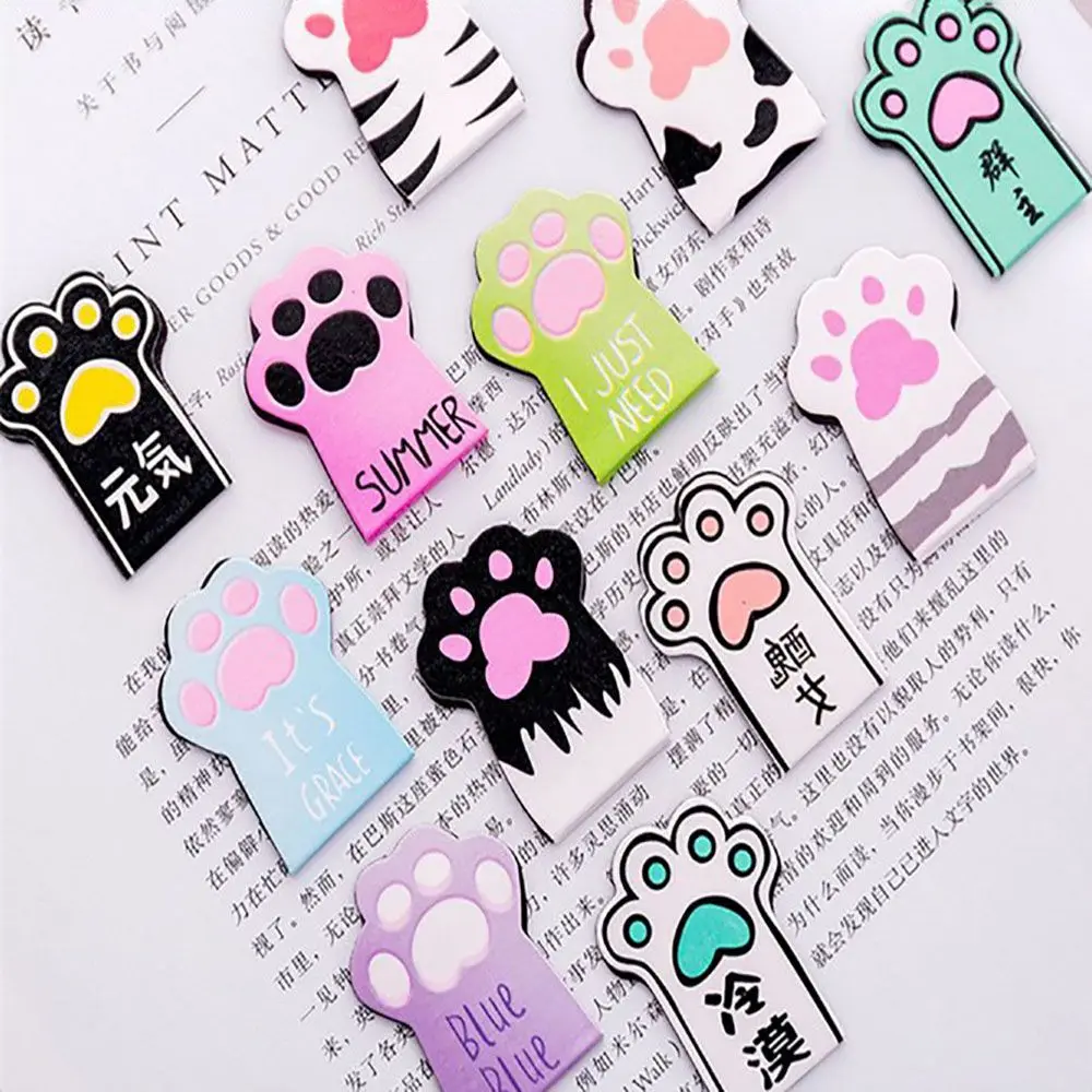

4pcs /Set Cat Paw Magnetic Bookmarks Kawaii Bookmarks for Book Labels Paper Page Clips School Office Supplies Teacher Gift