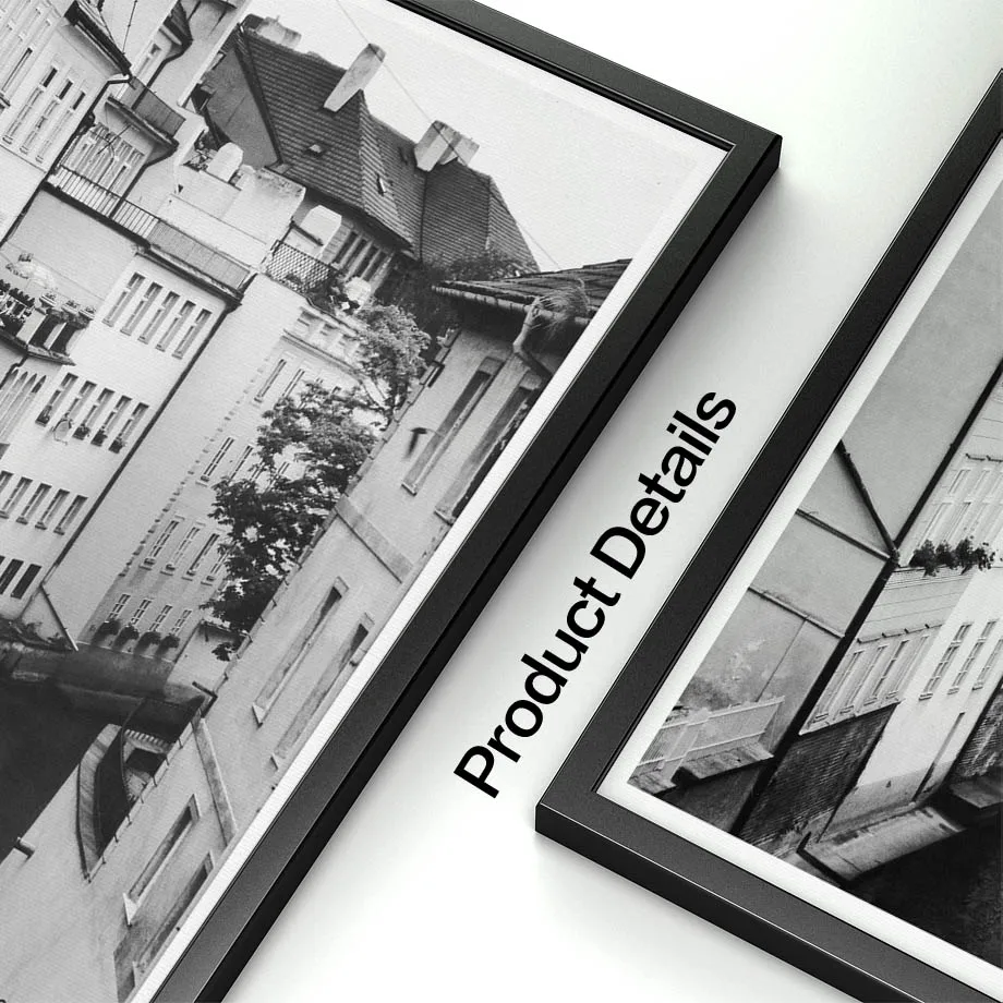 BLACK WHITE BUILDINGS STREET SCENE PHOTOGRAPHY ART PRINT Poster Vintage all size