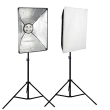 SUPON 2 PCS E27 4 Socket Stand Photo Lampe Ampoule Titulaire Support + 50 cm * 70 cm Softbox + 2 m Lumière stand Kit