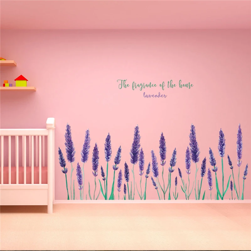Tofok Violet Lavender Creative Wall Stickers Skirting Line Decals Living Room Setting Wall Stickers PVC Removable High Quality