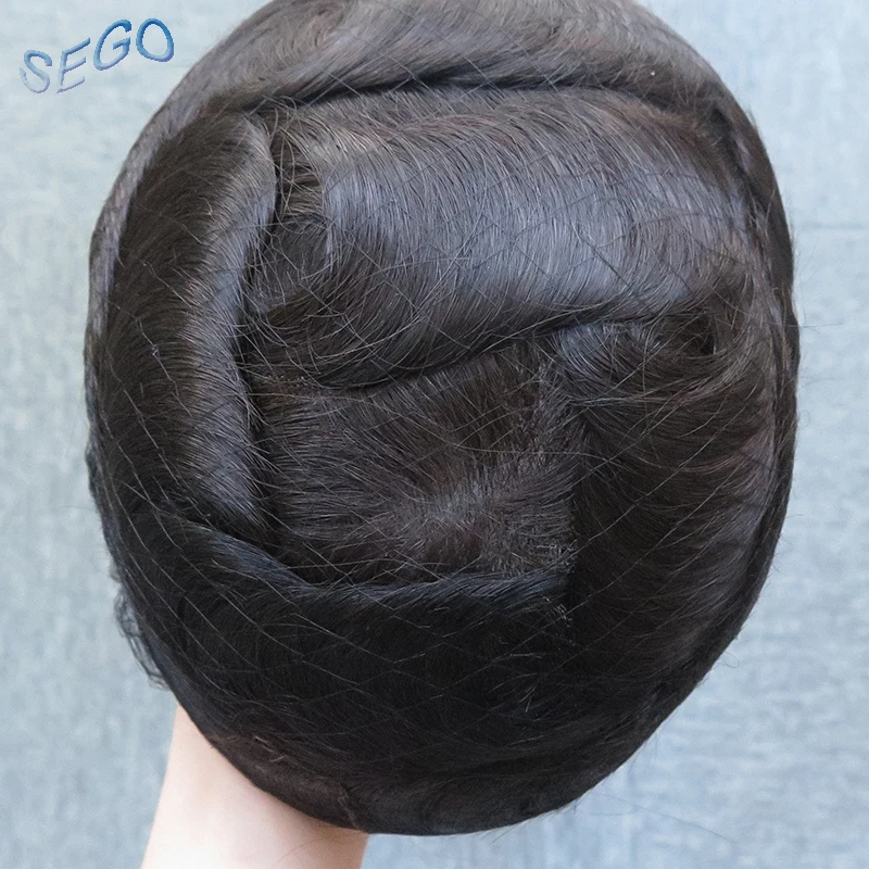 SEGO 6 дюймов 6 "* 8" прочная силиконовая накладка из искусственных волос для мужчин V петля натуральный цвет не Реми система волос небольшой