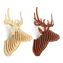 Excelente 3D Rompecabezas De Madera Modelo DIY del Colgante de Pared Cabeza de Ciervo Alce Regalo Artesanías Casa Decor Figurines Escultura de Madera Animal de la Fauna