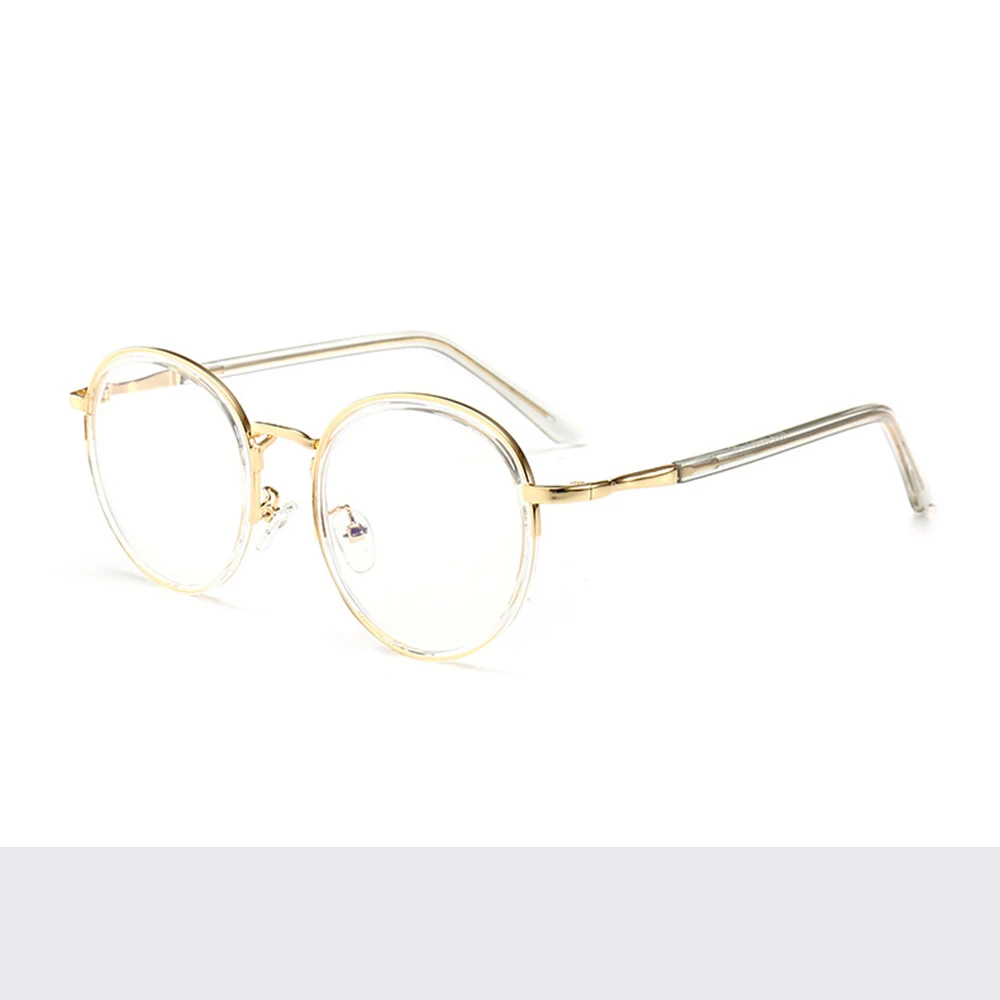 Круглые компьютерные очки, анти-синий светильник, блокирующие очки, анти Luz Azul, металлические очки, Женские аксессуары, ZJH-1825-SDF - Цвет оправы: gold transparent