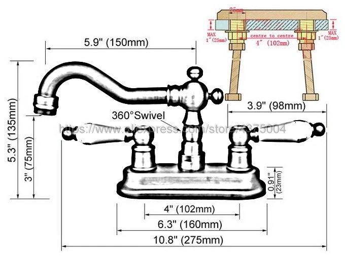 Oil Rubbed Bronze Bathroom Faucet Basin Faucets Two Holes Tap Double Handle Hot and Cold Water Mixer Taps Nhg074