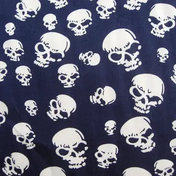 

145cmx50cm Cotton Satin Fabric - Skulls on blue background