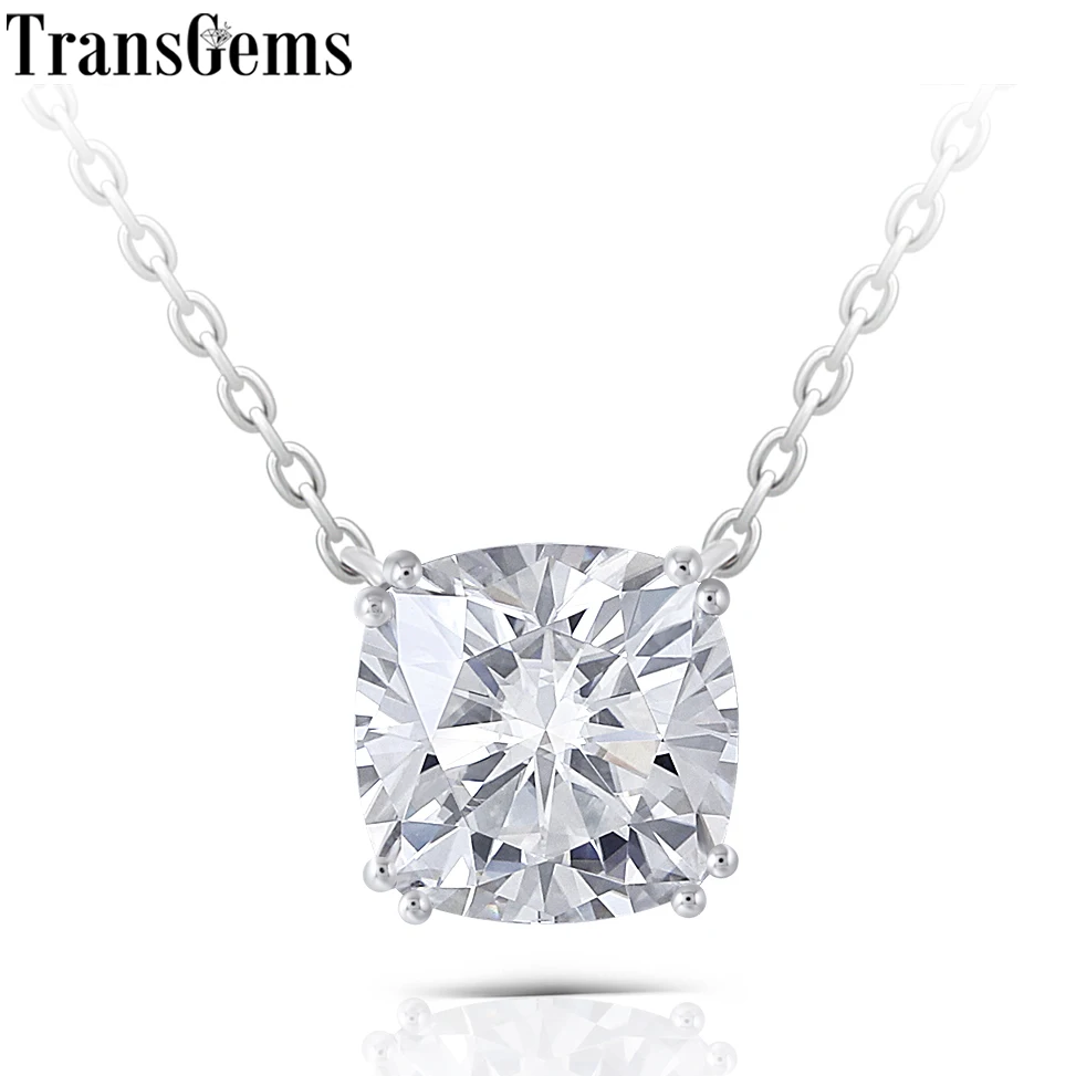 Ccushion cut moissanite pendant necklace (1