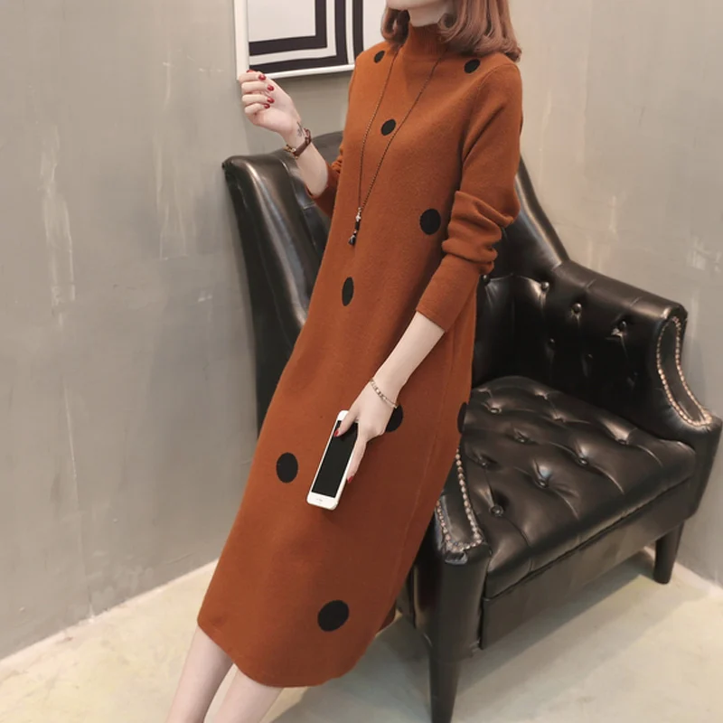 

Women Sweater Dress Korean Style 2019 New Arrival Autumn And Winter Warm Thick Female Knit Dress Fashion Hot Selling A51
