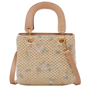 

Woven Small Bag New Wild Simple Portable Small Square Bag Girl Shoulder Messenger Bag Tide Lace