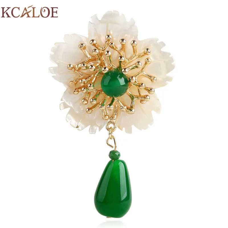 KCALOE Women Beautiful Brooches Fashion Natural Shell Big Flowers With