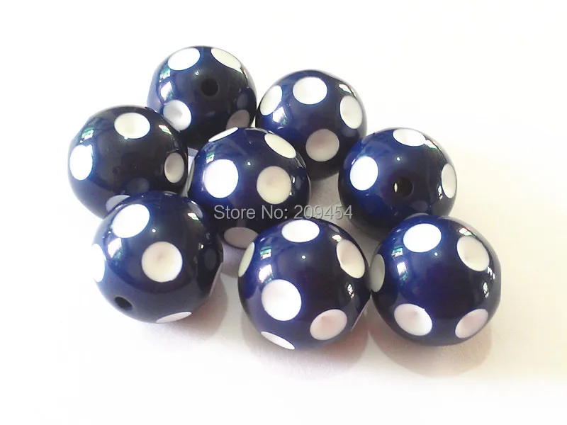 

Newest !!20mm 100pcs/lot Navy Blue Polka Dot Beads,Chunky Beads For Chunky Jewellery Making