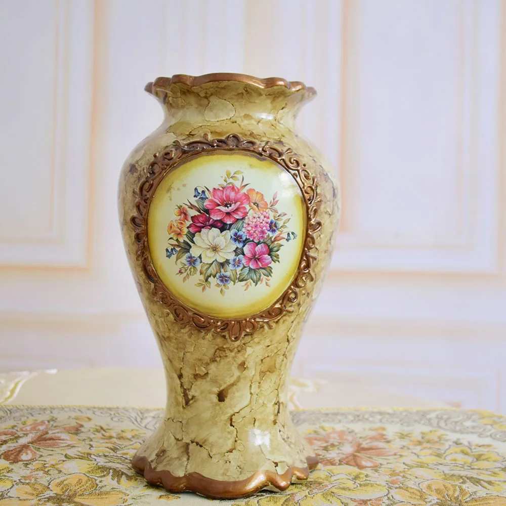 Европейская классическая керамическая ваза для цветов, для свадьбы, домашнего стола, рождественские, вечерние, винтажные, зеленые, коричневые - Цвет: big brown