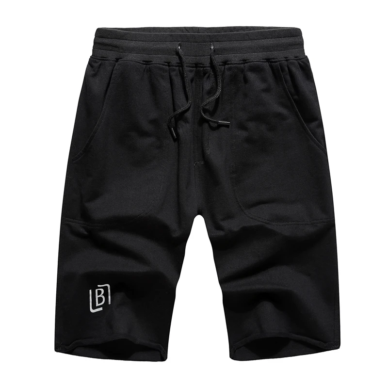 

BROWON 2019 Summer New Mens Shorts EU SIZE Solid Color Casual Knee Length Sweatpants Man Fitness Drawstring Shorts