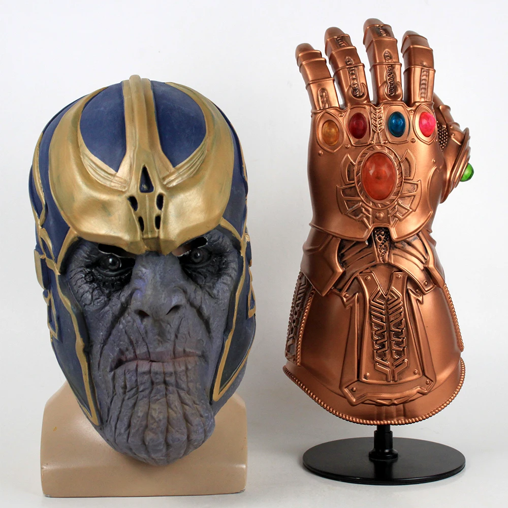 Infinity Gauntlet Cosplay Avengers Infinity War Gloves Thanos Mask Infinity Gauntlet With LED Deluxe PVC Adult Halloween Party6