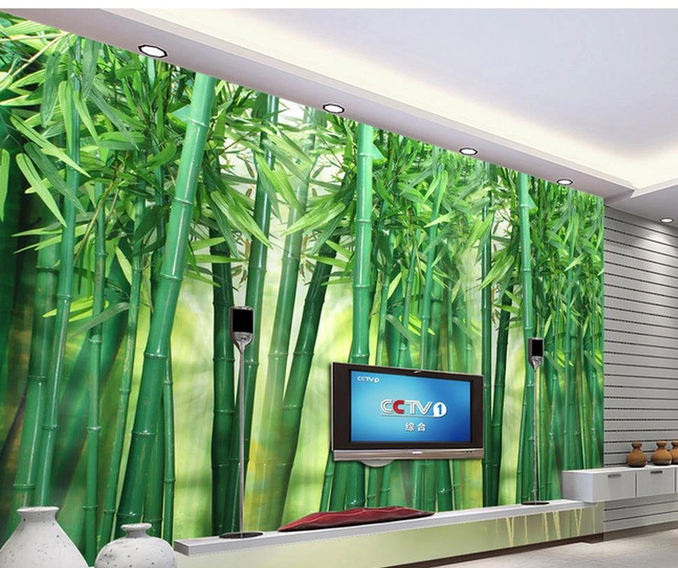 カスタム写真壁画浴室3d壁紙竹林緑テレビ背景3d壁紙古典絵画壁紙