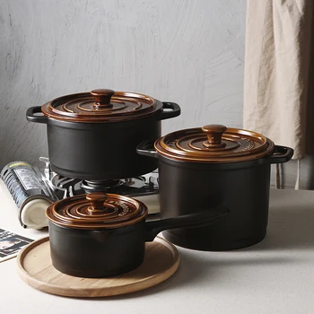 

Japanses style saucepan eramic pot household casserole open fire heat resistant soup earthenware cooking pot bellied stew pan