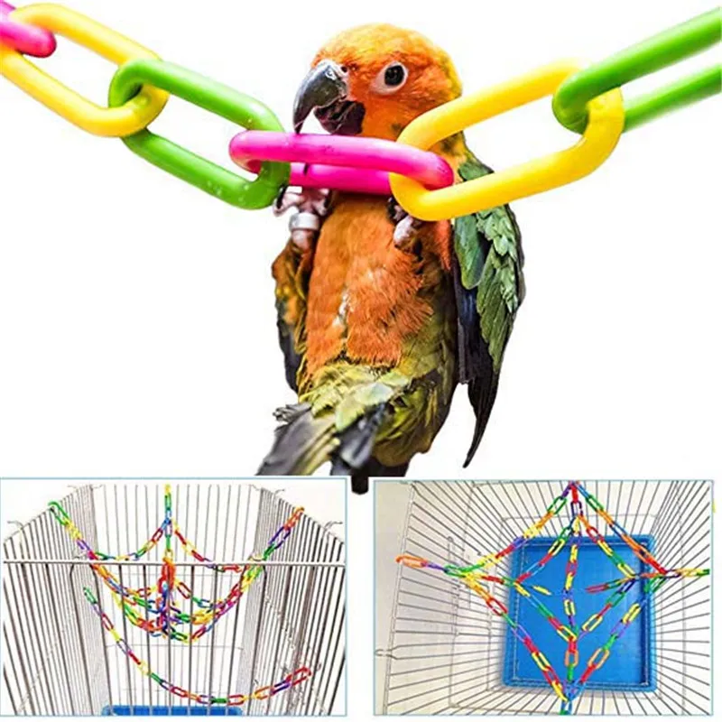 

100Pcs/50Pcs Parrot Toys Clips Hanging Hooks Bird Stand Chain Rainbow Rat Bird Colorful DIY Toy birds accessoires Bird cage