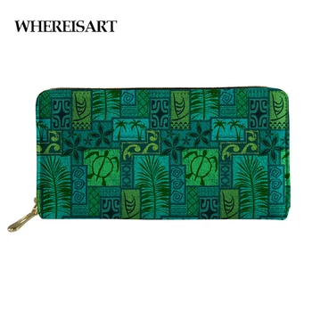

WHEREISART Fashion Wallets Long Moku Malihini Pattern Ladies Wallet Purse For Girls Top Quality Money Bag Portefeuille Carteira