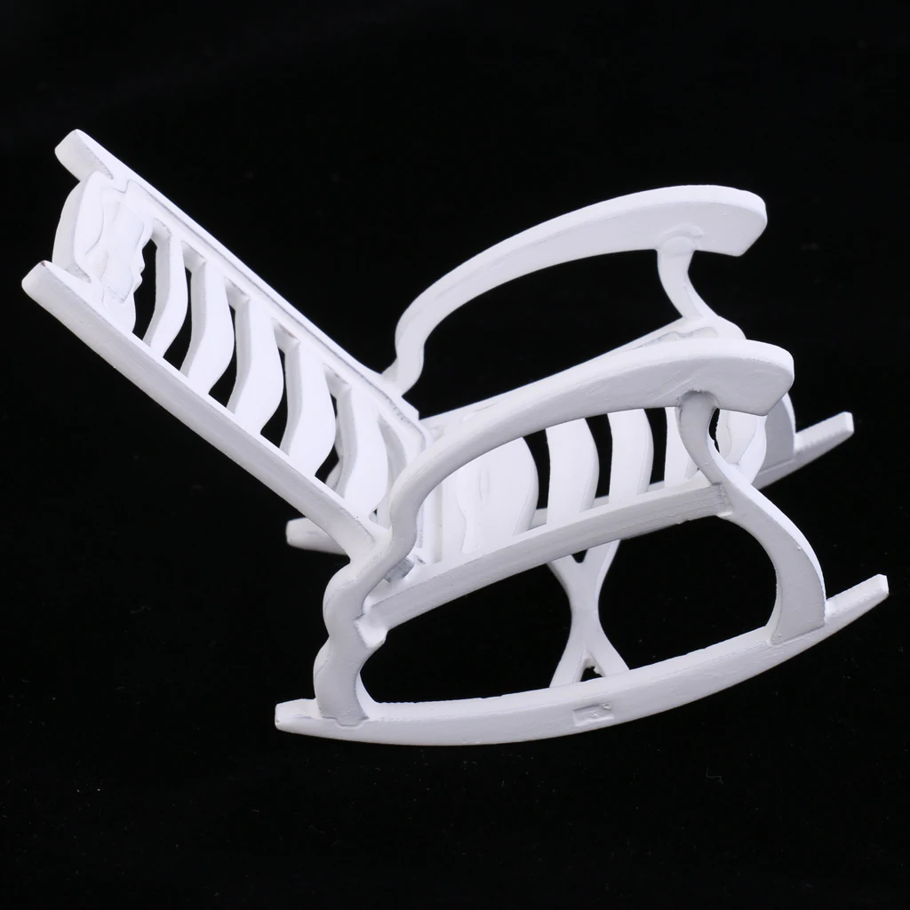 New 1/12 Dollhouse Miniature Furniture White Rocking Chair Octagonal Table Model Pretend Play Classic Toys for Kids Children