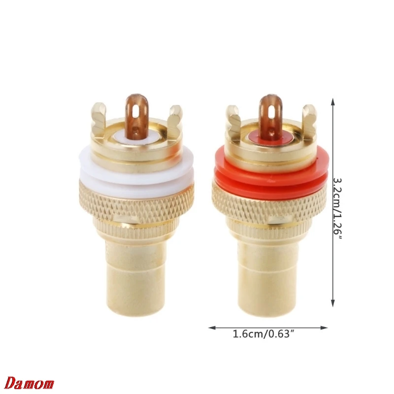 2 шт. медный RCA гнездовой разъем Lotus Audio Socket усилитель Damom|Соединители| |