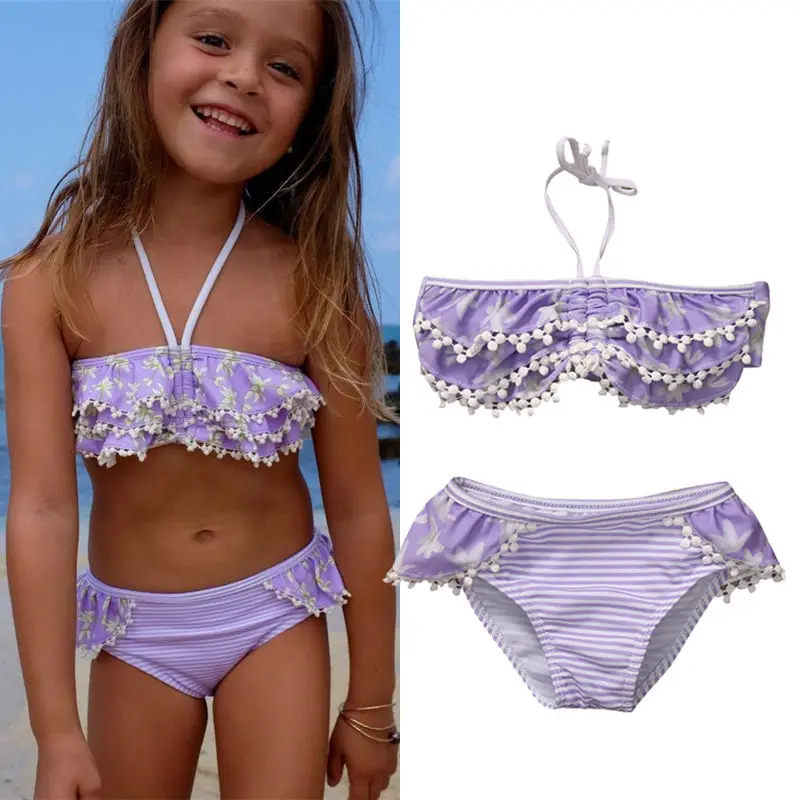 Newborn Kid Baby Girl Striped Tankini Bikini Swimwear Swimsuit Bathing Suit 0-5Y