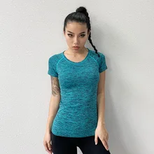 Новые футболки для женщин Йога Спортивные Компрессионные колготки спортивная одежда фитнес быстросохнущие топы для бега формирователь тела Футболки