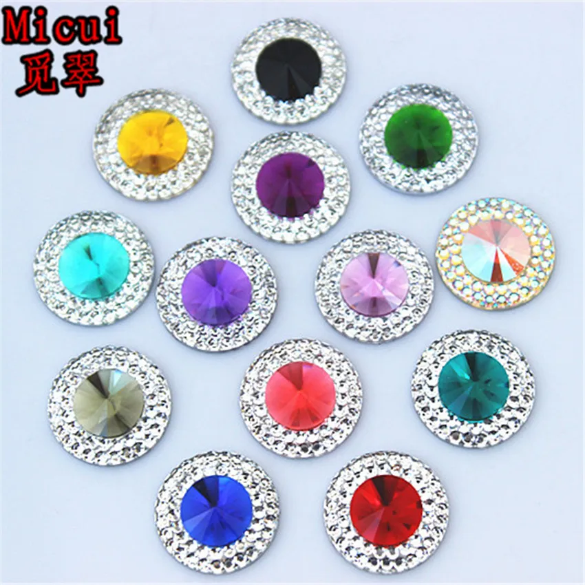50PCS 16//20mm Resin Rhinestones Round crystal Stone Flatback Beads ZZ489