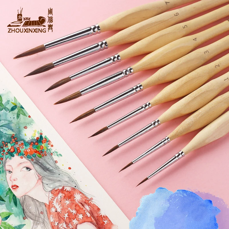 1 PC watercolor Hook line pen gouache soft weasel hair outline painting brush hand-painted propylene miniature detail detail art