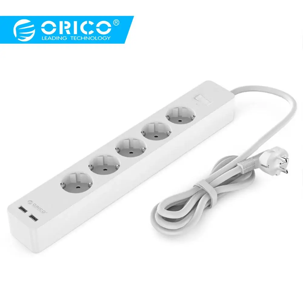 

Orico EU plug Power Socket Strip 3/5 AC Power Sockets with 2 USB Charging Port Outlets USB Wall Socket EU Plug Extension Socket