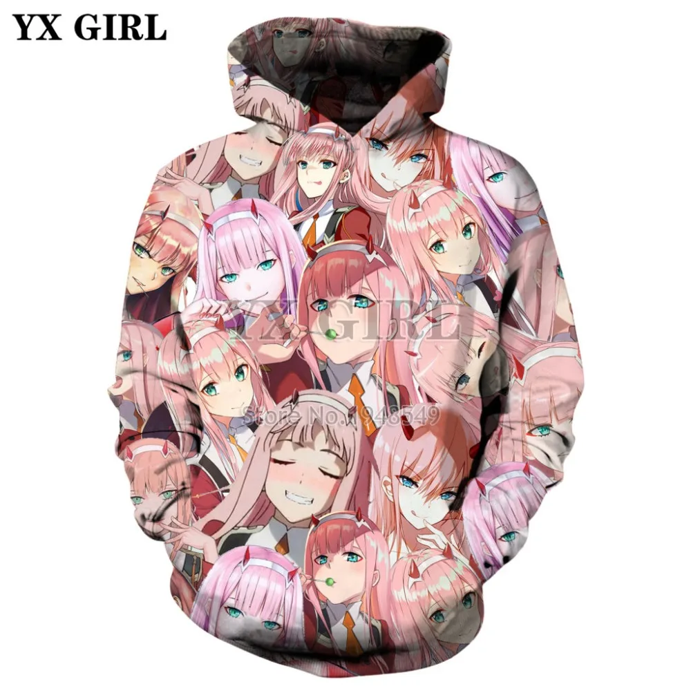 

YX GIRL 2019 New Fashion hoodies Anime Darling In The Frankxx Character collage 3D Print Men Women Casual Hoodie Sweatshirts