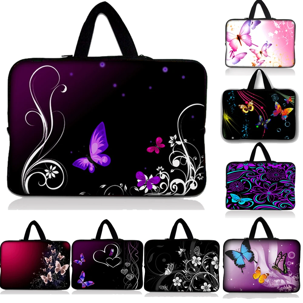 10" 12" 13" 14" 15" 17" Butterfly Print Soft Laptop Bag Tablet Sleeve
