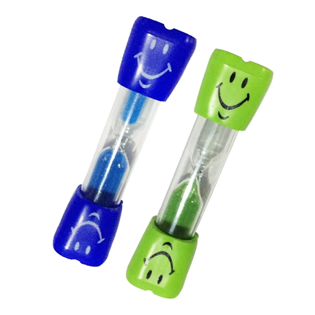 2Pcs Children Smile Face Toothbrush Sandglass Hourglass Sand Timer 3 Minutes
