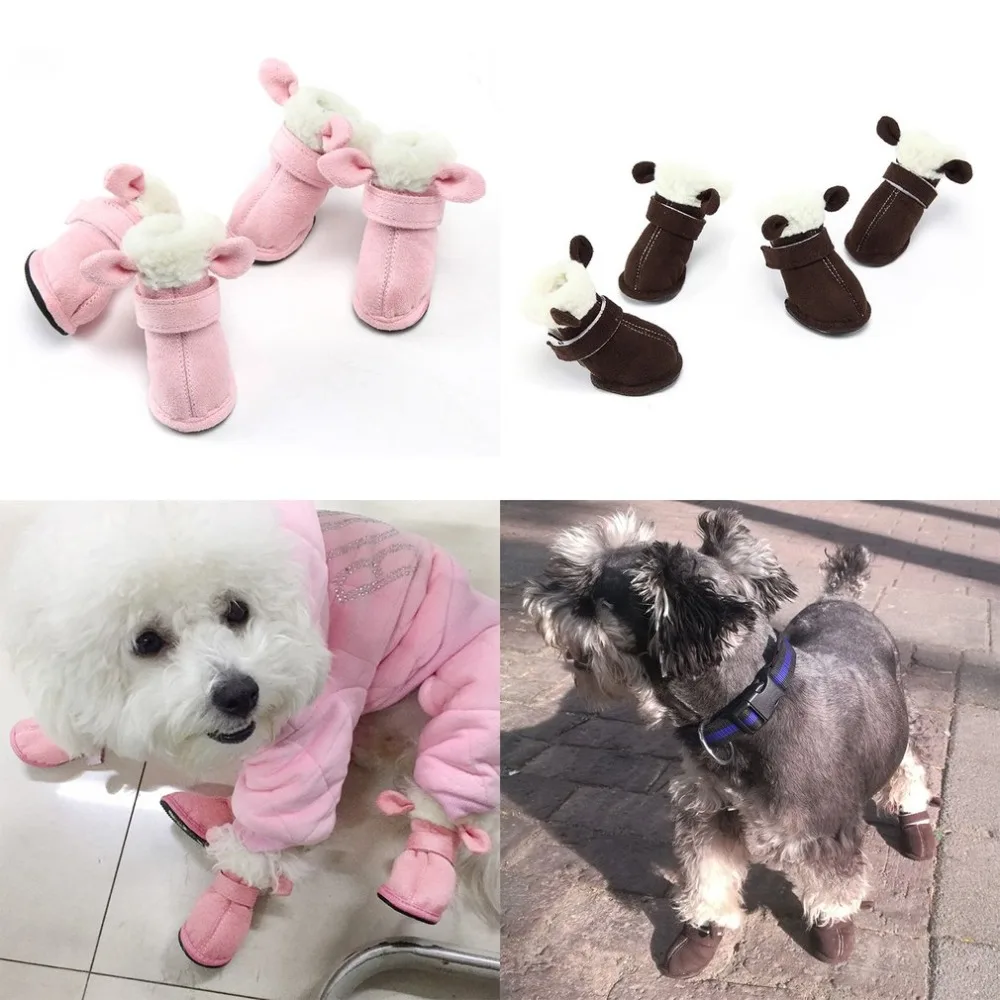Leading Life Winter Thick Warm Pets Shoes For Dogs Cats Cute Soft Plush