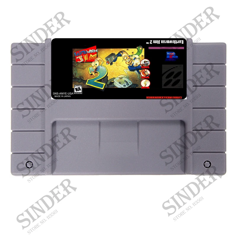 Earthworm Jim 2 English Language 16 bit Big Gray Game Card
