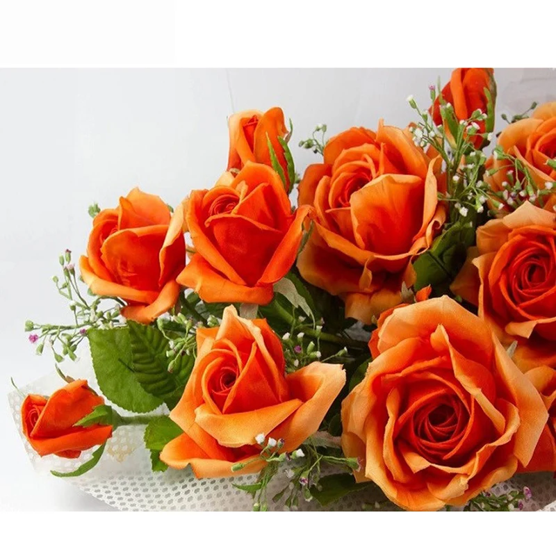 Full Drill Square&amp;amp;amp;amp;amp;round Diamond 5D DIY Diamond Painting Orange roses Diamond Embroidery Cross Stitch Rhinestone Mosaic Painting