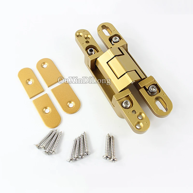 

Brand New 2PCS 3D Adjustable Heavy Duty Door Hinges Invisible Hidden Cross Folding Door Hinge Caravan Worktops Hinge Gold/Silver