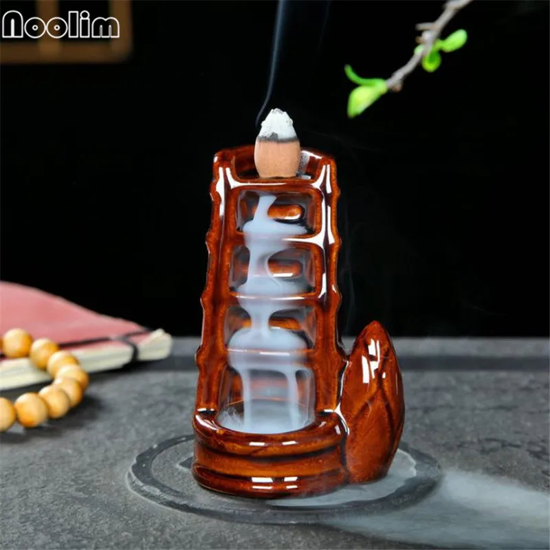 

Ceramic Bamboo Design Backflow Incense Burner Ornaments Furnace Censer Aromatherapy Smoke Backflow Incense Holder Zen Buddhist